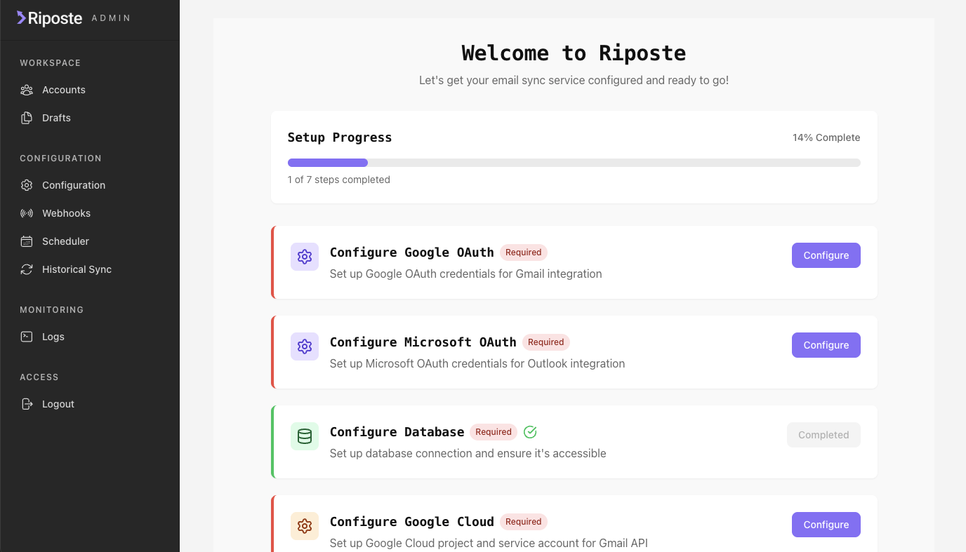 Admin portal screenshot